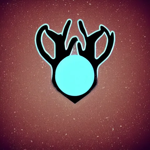 Image similar to logo for evil corporation that involves deer, retro synthwave style