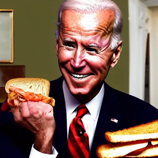 Prompt: meme of joe biden eating a sandwich, image macro, high res, realistic