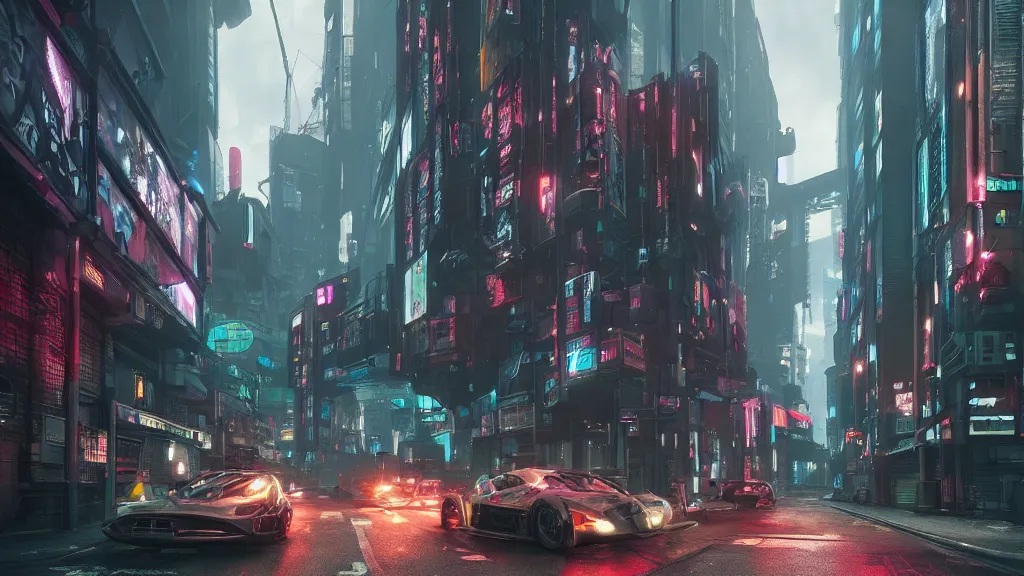 Image similar to cyberpunk london streets in 2 0 7 7, rendered in octane, rendered in corona, unreal engine 5, vray, the fifth element style by yuumei, bayard wu, wlop, tim white, ross tran, 4 k