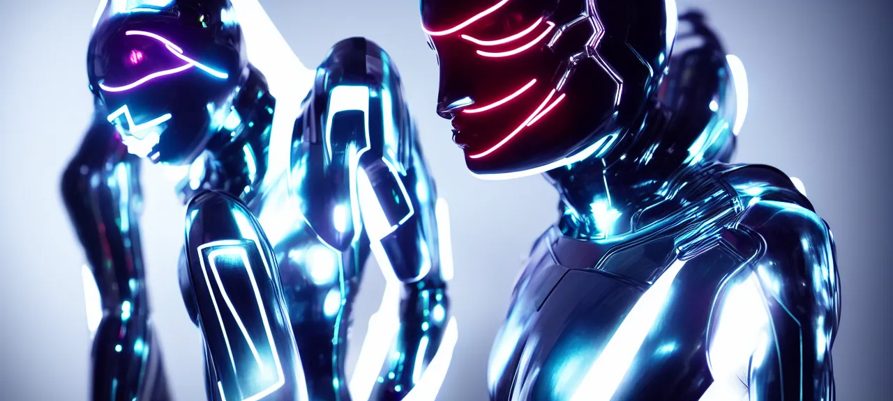 Image similar to beauty, colored humanoid cybersuits, ultrarealistic, dramatic lighting, accurate, photorealism, vivid colors, ultrarealistic, beautiful lighting