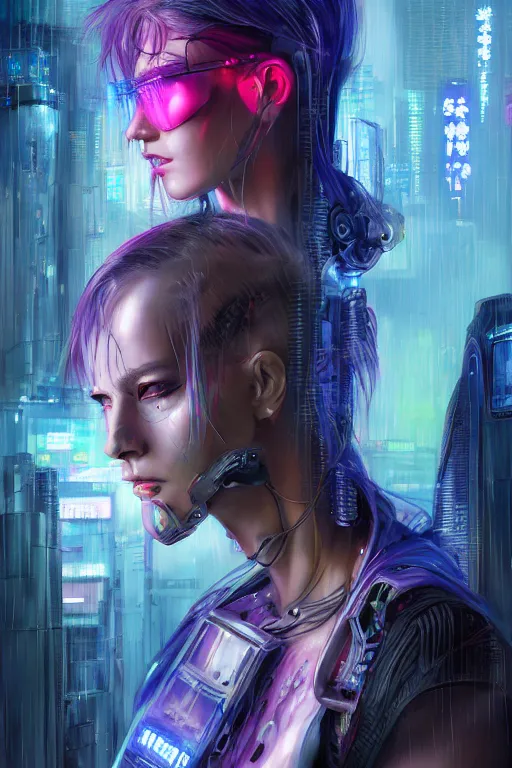 Image similar to portrait futuristic obnoxious cyberpunk female Berserker, in futuristic heavily raindrop tokyo rooftop cyberpunk night, ssci-fi, fantasy, intricate, very very beautiful, elegant, neon light, highly detailed, digital painting, concept art, human anatomy, soft light, hdri, smooth, sharp focus, illustration, art by craig mullins and tian zi and alphonse mucha and WLOP