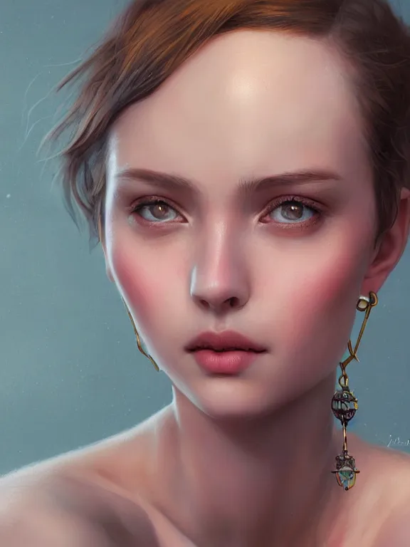 Prompt: beautiful russian girl with short pink hair and nose piercing, thin round earrings, winds of winter, au naturel, hyper detailed, digital art, trending in artstation, cinematic lighting, studio quality, smooth render, octane rendered, concept art, sharp focus, illustration, art by artgerm and greg rutkowski and wlop