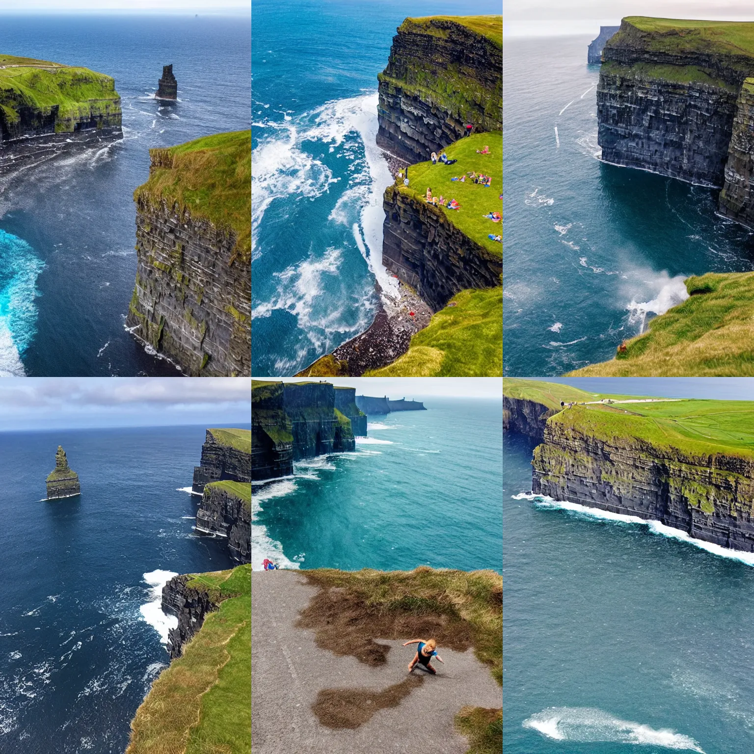Prompt: a slip n slide that starts at the top of the Cliffs of Moher and ends in the ocean, high quality