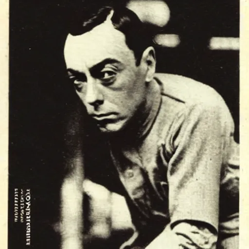 Prompt: buster keaton baseball card