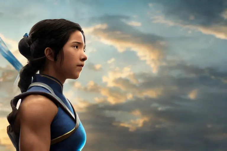 Prompt: live action film still of korra in the new fantasy movie, cinematic lighting