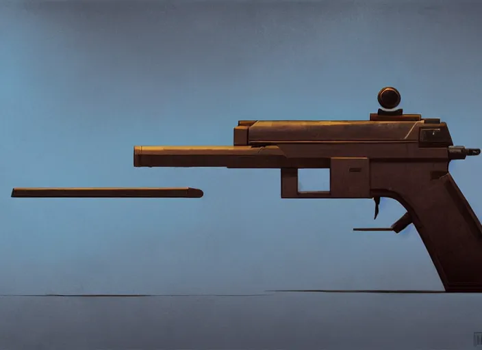 Image similar to futuristic gun, while background, hyperrealism, no blur, 4 k resolution, ultra detailed, style of tyler edlin, wes anderson, greg rutkowski