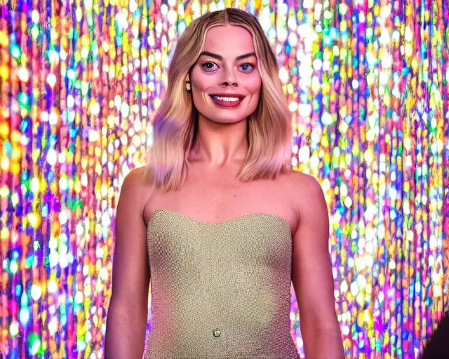 Image similar to margot robbie as led art, hyper detailed, award winning