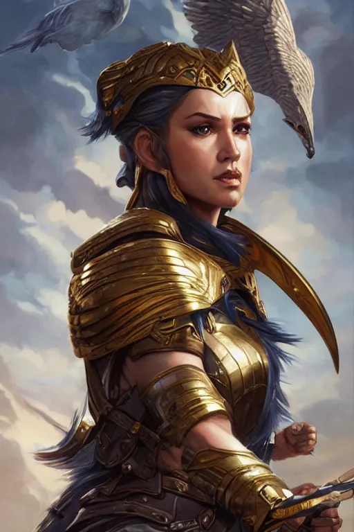 Image similar to amazon valkyrie athena, d & d, fantasy, portrait, highly detailed, headshot, digital painting, trending on artstation, concept art, sharp focus, illustration, art by artgerm and greg rutkowski and magali villeneuve