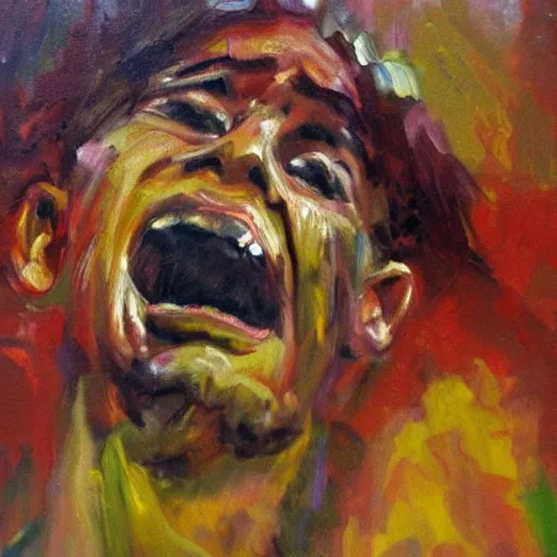 Image similar to award - winning oil painting of rage, impressionist