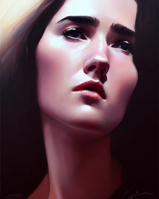 Prompt: an artistic pose, composition, young jennifer connelly, realistic shaded, fine details, realistic shaded lighting poster by ilya kuvshinov, magali villeneuve, artgerm, jeremy lipkin and michael garmash and rob rey