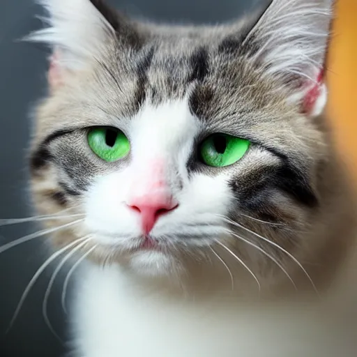 Image similar to surprised cat face, green fluffy