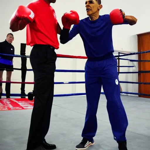 Image similar to obama boxing with gundam