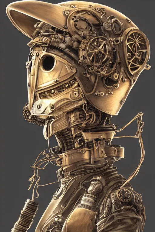 Image similar to steampunk helmet fantasy art mask robot ninja stylized digital illustration sharp focus, elegant intricate digital painting artstation concept art global illumination ray tracing advanced technology chaykin howard and campionpascale and cooke darwyn and davis jack