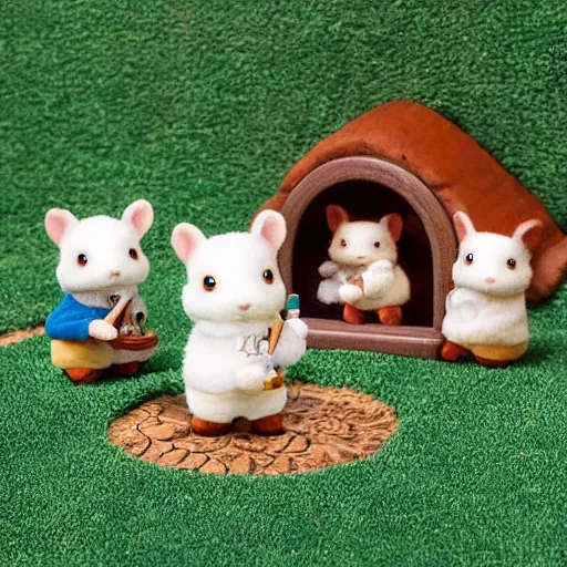 Image similar to lord of the rings calico critters in the shire