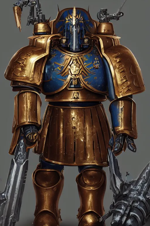 Image similar to armor portrait heros warhammer 4 0 k horus heresy fanart - the primarchs emperor by johannes helgeson animated with vfx concept artist & illustrator global illumination ray tracing hdr fanart arstation zbrush central hardmesh 8 k octane renderer