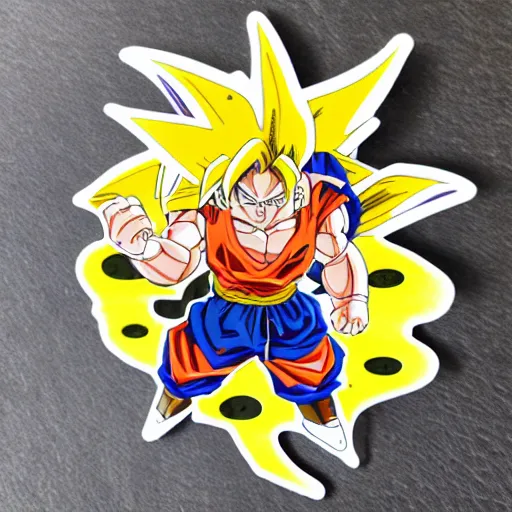 Image similar to die cut sticker, goku using gomu gomu no gatling by luffy, splatter paint