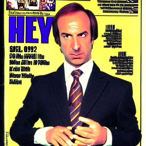 Prompt: Saul Goodman on the cover of a Heavy Metal magazine from the 1980s