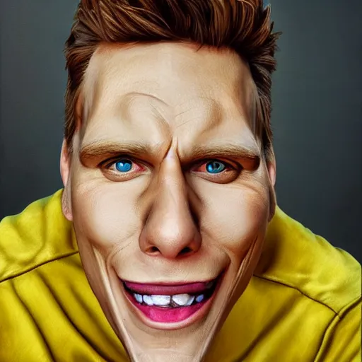 Image similar to Caricature portraits done of Jerma, realistic, hyperrealistic, very realistic, highly detailed, very detailed, extremely detailed, detailed, oil painting, digital art, trending on artstation