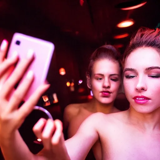 Image similar to beautiful girl takes a selfie in the toilet of a nightclub