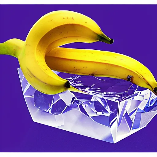 Prompt: A crystal banana.