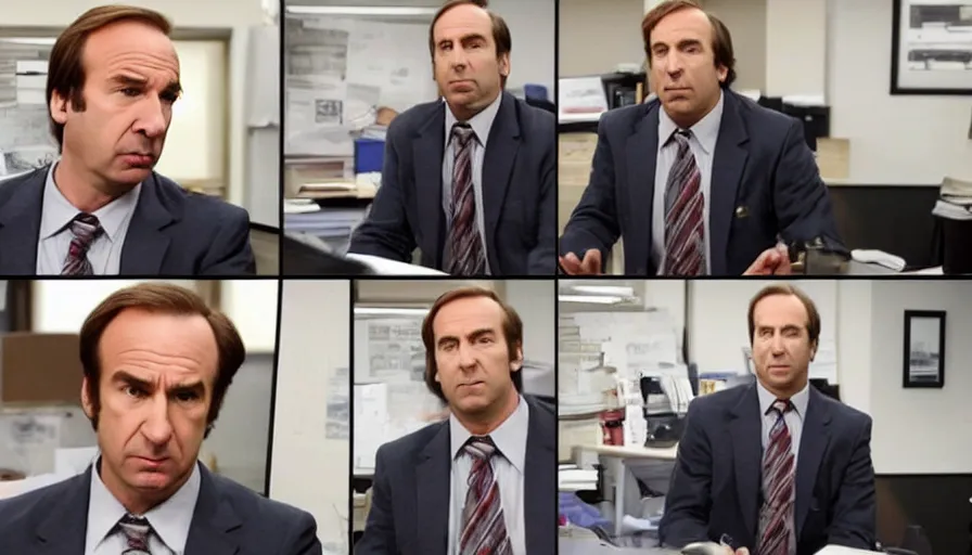Prompt: saul goodman in the office us