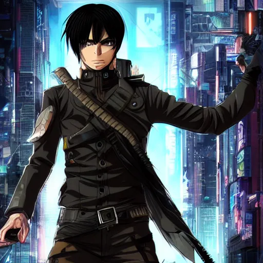 Prompt: cyberpunk eren yeager