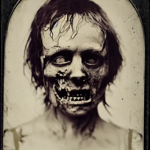 Image similar to tintype of a mangled zombie