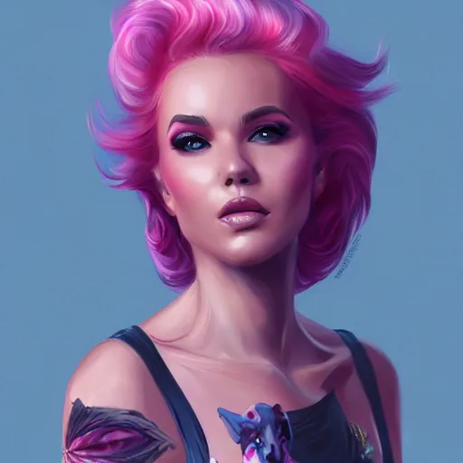 Image similar to burt reynolds, full body, entire body, pink hair, gorgeous, amazing, elegant, intricate, highly detailed, digital painting, artstation, concept art, sharp focus, illustration, art by Ross tran