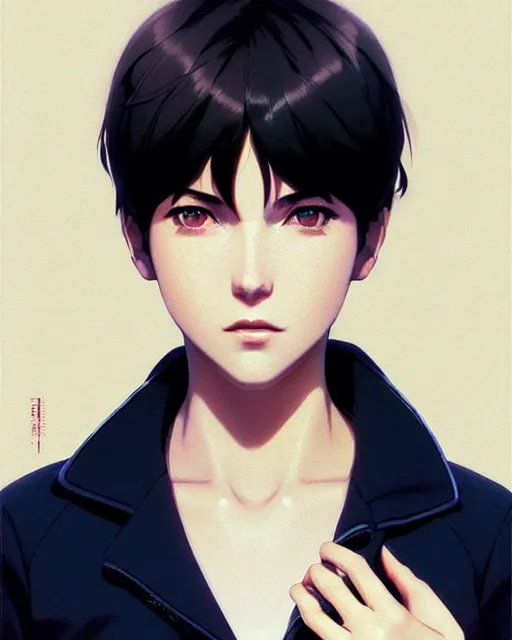 Image similar to a girl with short hair blowing in the wind | | fine detail!! anime!! realistic shaded lighting!! poster by ilya kuvshinov katsuhiro otomo ghost - in - the - shell, magali villeneuve, artgerm, jeremy lipkin and michael garmash and rob rey