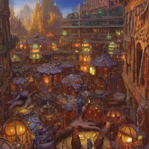 Image similar to The Grabd Bazaar, fantasy art by Donato Giancola and James Gurney, digital art, trending on artstation