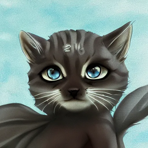 Image similar to close-up of a kitty looking like fantasy characters with cute faces live in its habitat, trending on artstation