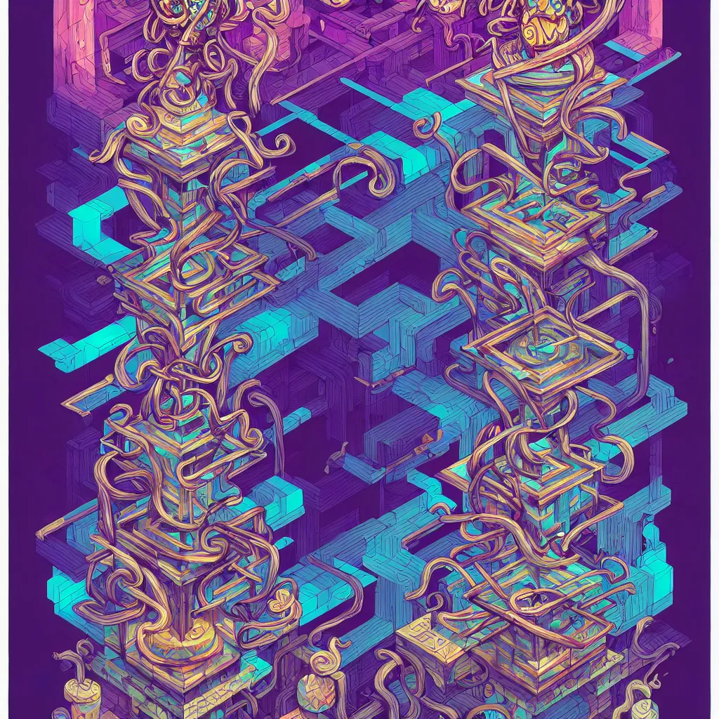 Image similar to arcane twisted turn of fate abstraction, centered award winning ink pen illustration, isometric abstract illustration by dan mumford, edited by craola, technical drawing by beeple and tooth wu, tiny details by artgerm and watercolor girl, symmetrically isometrically centered