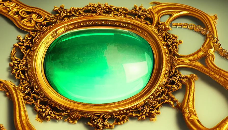 Prompt: highly detailed oil painting, front view, ornate, delicate, brilliant magical emerald choker, octane render, realistic, dramatic light,