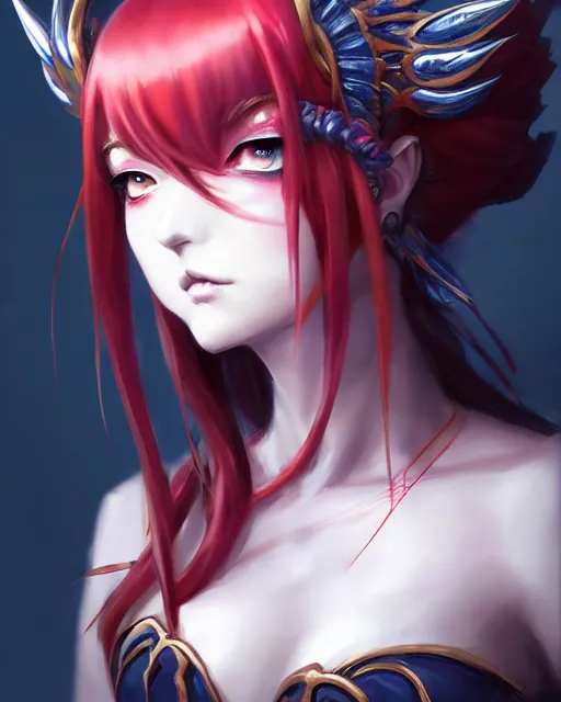 Image similar to character concept art of an anime goddess of pain | | cute - fine - face, pretty face, realistic shaded perfect face, fine details by stanley artgerm lau, wlop, rossdraws, james jean, andrei riabovitchev, marc simonetti, and sakimichan, tranding on artstation