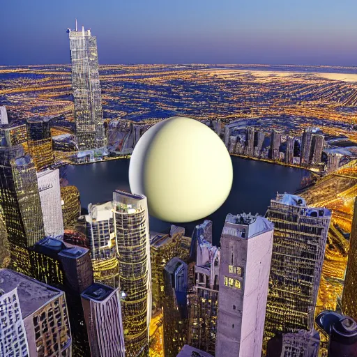 Prompt: saturn in the sky with chicago in the foreground
