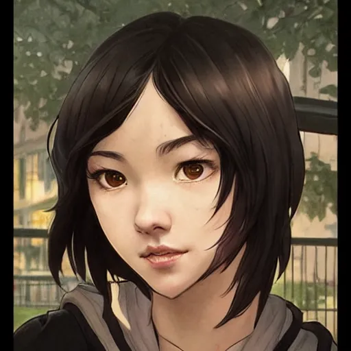 Prompt: cassandra cain as a college student, studying in a cafe, bokeh, angry beautiful face!!!!, 2 7 years old, cg animation, lifelike, animated, realistic, character select portrait, by artgerm, greg rutkowski, alphonse mucha, 3 d