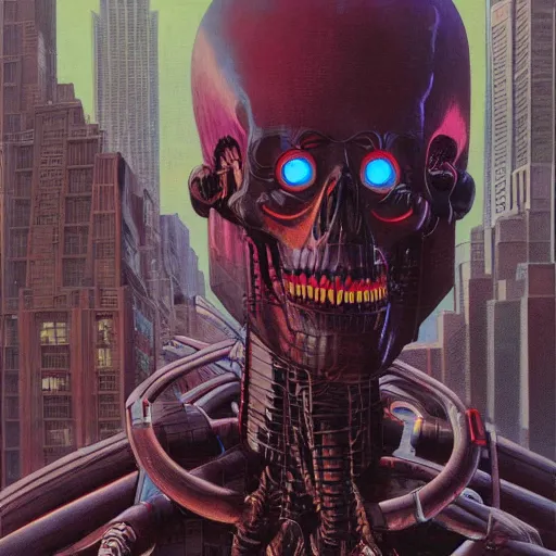 Image similar to death robots take over nyc, portrait by wayne barlowe