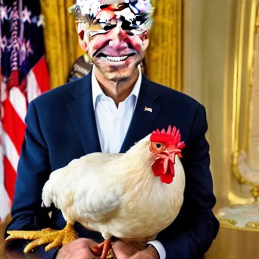 Prompt: Joe Biden holding a chicken