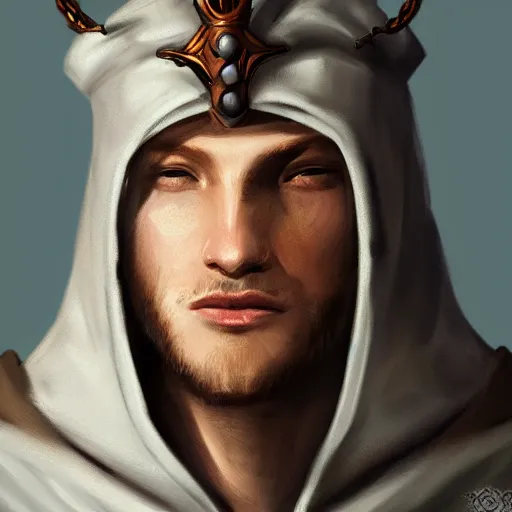 Image similar to portrait from a male hooded king, trending on artstation