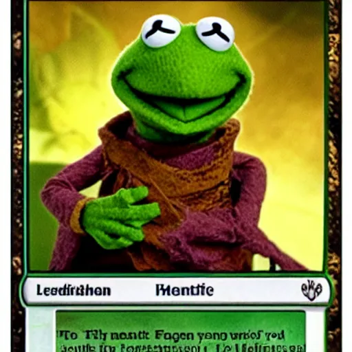 Image similar to kermit the frog as a magic the gathering card