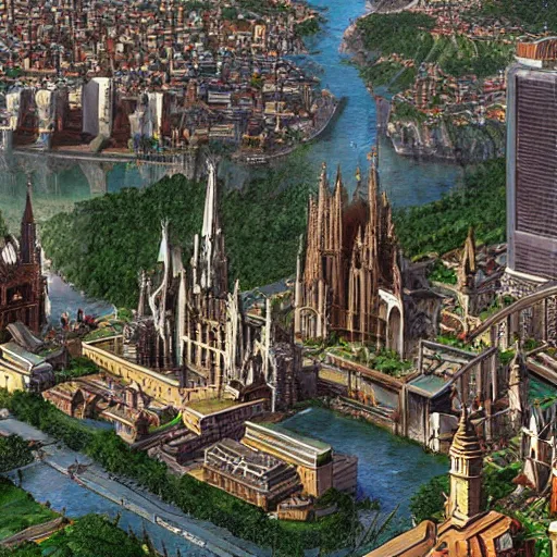 Prompt: fictional city in south america with gothic architecture, very details, photorealistic, hype realistic, cinematic