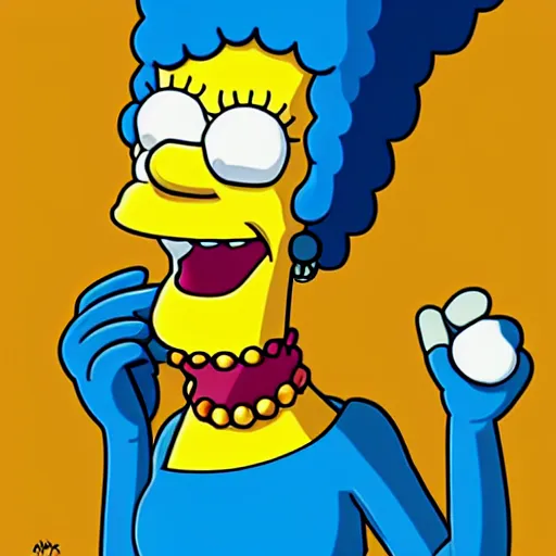 Prompt: photorealistic marge simpson committing a crime