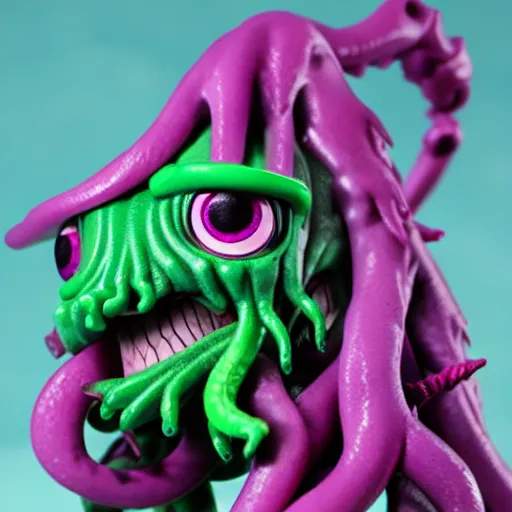 Prompt: a cthulhu monster high action figure, product shot