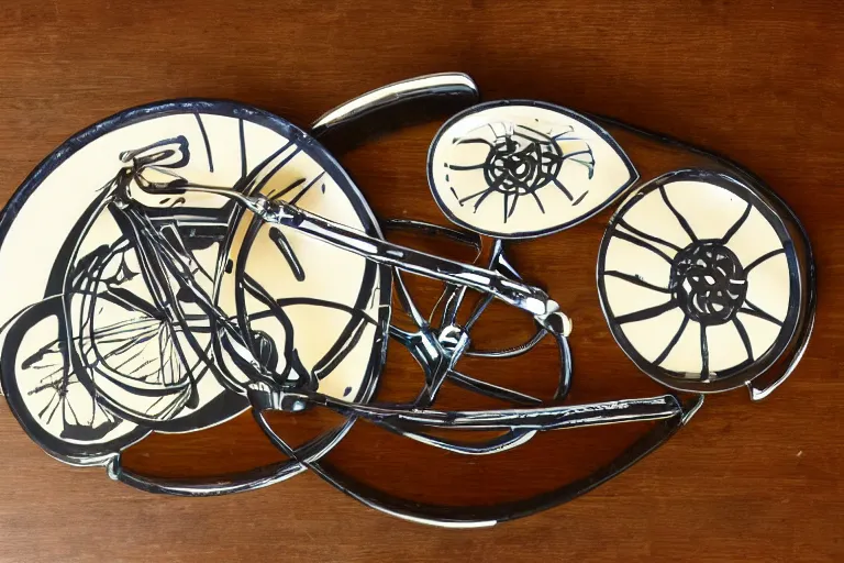 Image similar to bicyle pedal on a serving platter