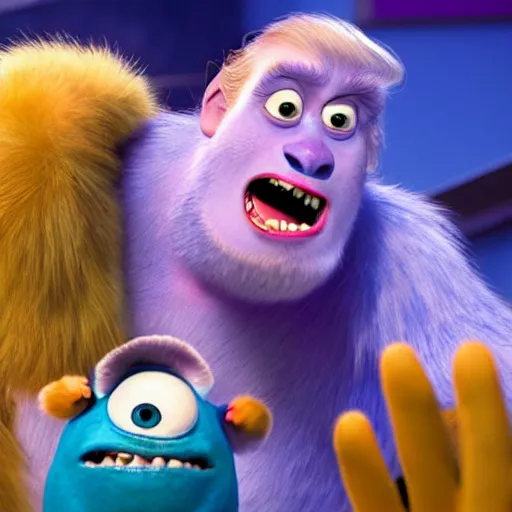 Image similar to Donald Trump as a monster in Monsters Inc.