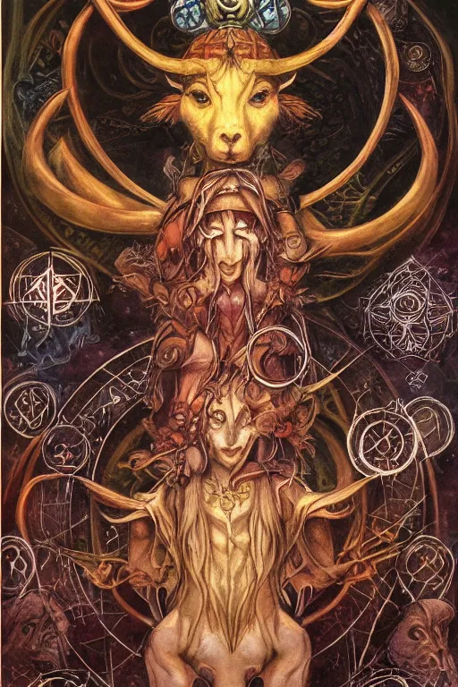 Image similar to aries zodiac artwork, mystic occult style, detailed, 8 k, symmetrical, by brian froud