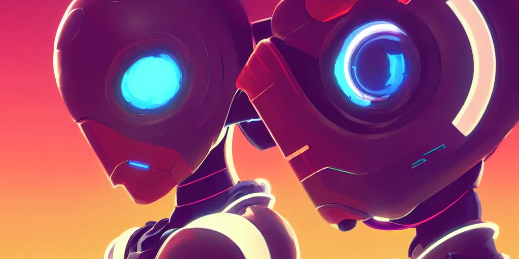 Image similar to digital illustration of sleek humanoid robot by makoto shinkai, ilya kuvshinov, lois van baarle, rossdraws, basquiat | afrofuturism, in the style of hearthstone, trending on artstation | cool color scheme