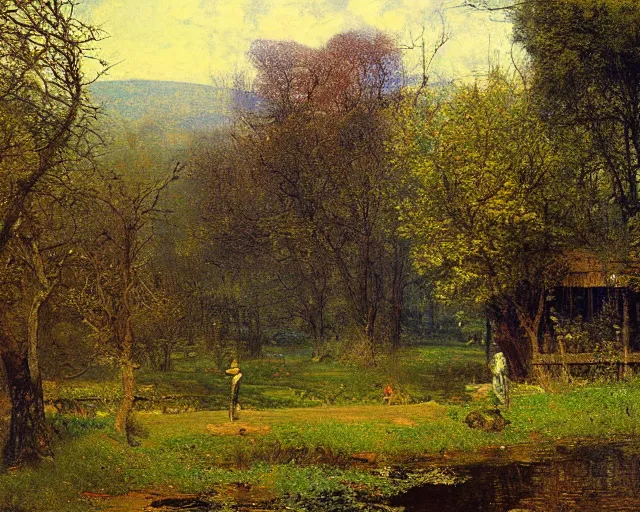 Prompt: beautiful landscape painting by viktor vasnetsov and john atkinson grimshaw and albert bierstadt, 4k