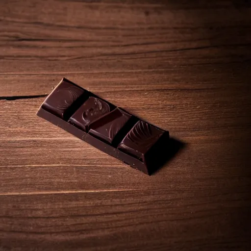 Image similar to a suspicious chocolate bar left on a table. dramatic lighting, dslr