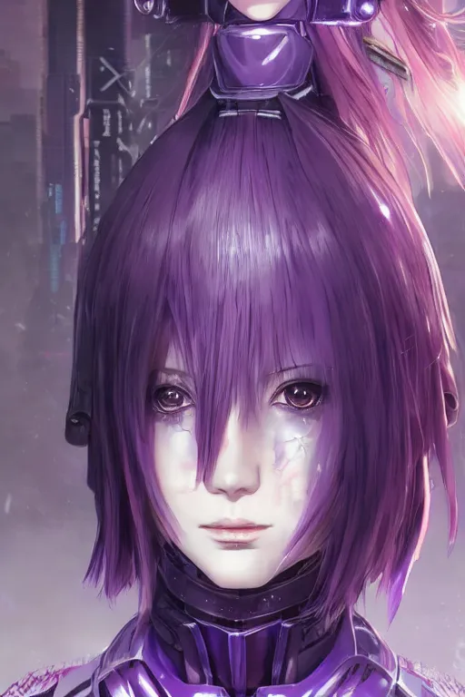 Prompt: portrait Anime girl in cyberpunk trinity blood armor, cute-fine-face, violet-hair pretty face, realistic shaded Perfect face, fine details. Anime. realistic shaded lighting by Ilya Kuvshinov katsuhiro otomo ghost-in-the-shell, magali villeneuve, artgerm, rutkowski, WLOP Jeremy Lipkin and Giuseppe Dangelico Pino and Michael Garmash and Rob Rey and Yoshitaka Amano and Thores Shibamoto